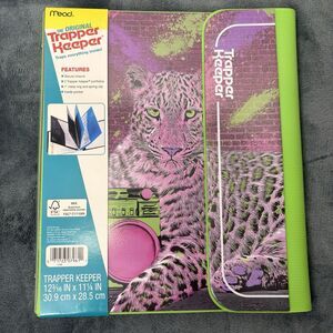 Mead-Original Trapper Keeper Binder Retro Portfolio Vintage Style Purple Cheetah